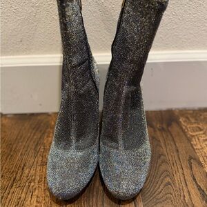 Sam Edelman Glitter Heeled Boots - Silver